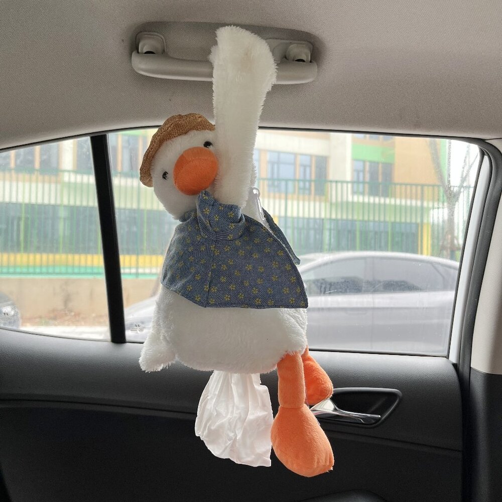 Unique Plush Cartoon Tissue Holder Duck Butt Car Tissue Box Storage